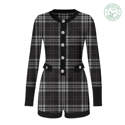 Dark Kamo Plaid Collared Dress