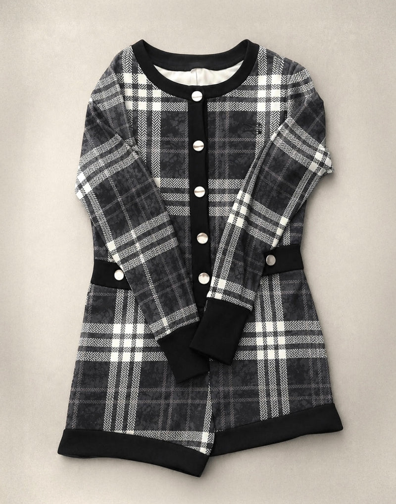 Dark Kamo Plaid Romper
