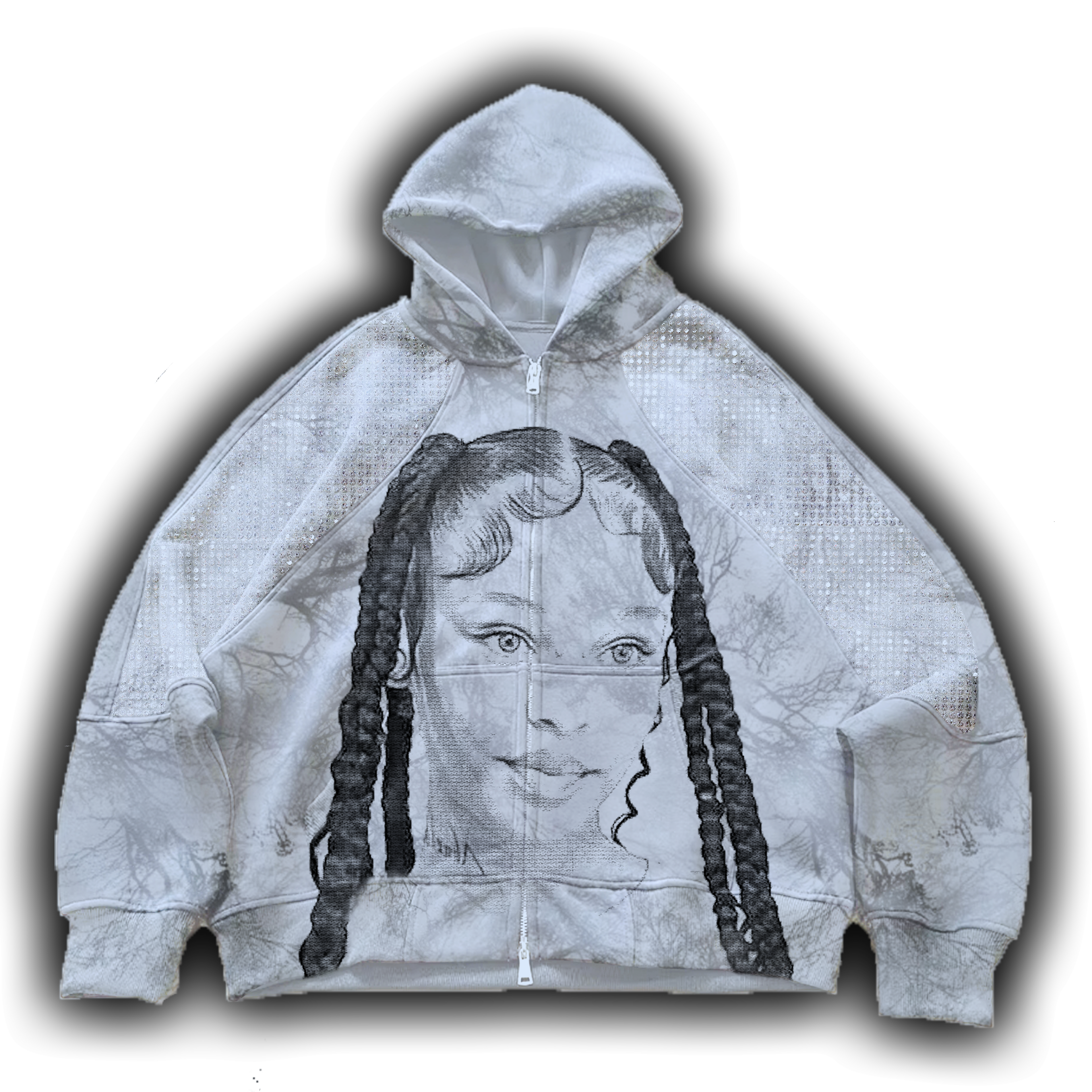 Light Kamo Oversized Zip Up/w Rhinestones image 0