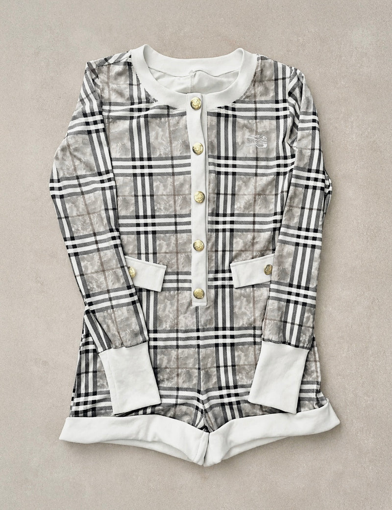 Light Kamo Plaid Romper