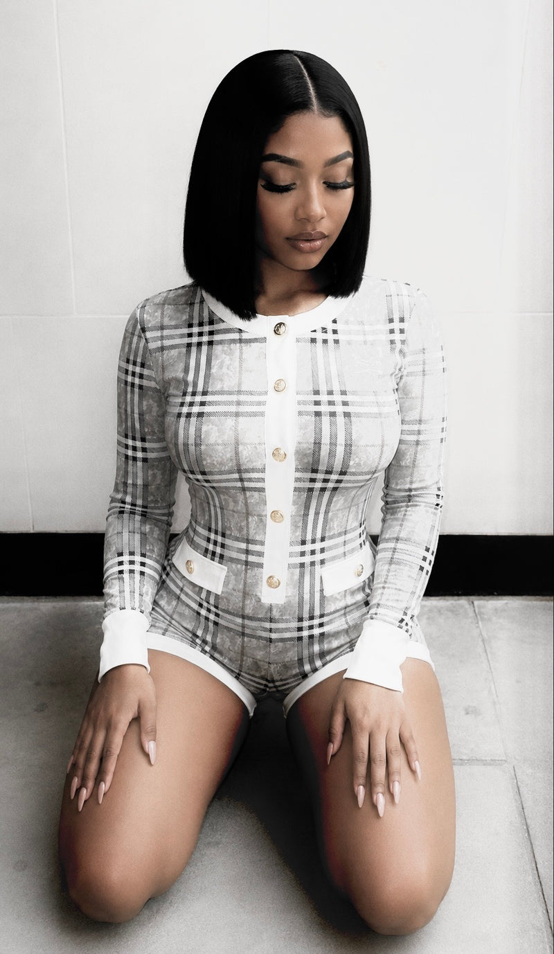 Light Kamo Plaid Romper