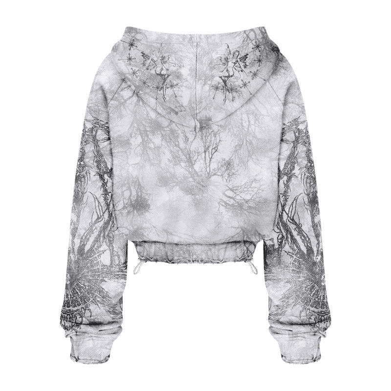 Light Kamo Crop Zip Hoodie/w Rhinestones image 1