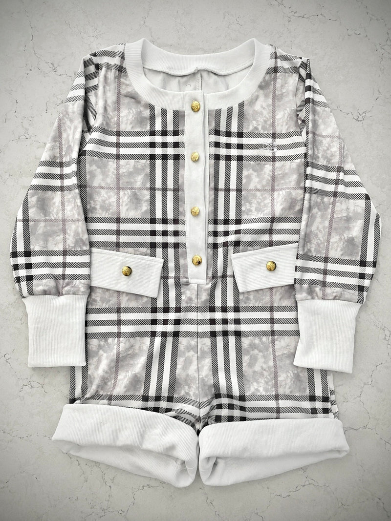 Light Kamo Plaid Romper