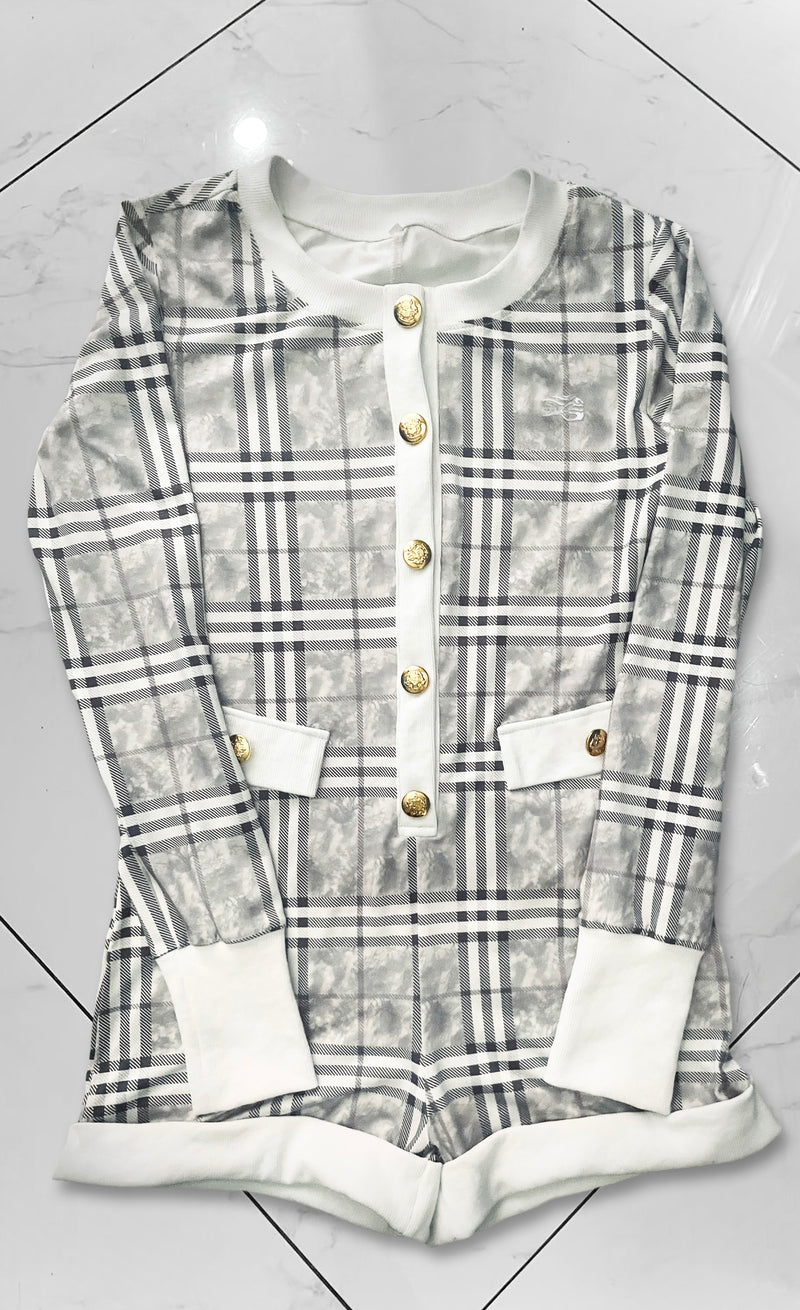 Light Kamo Plaid Romper