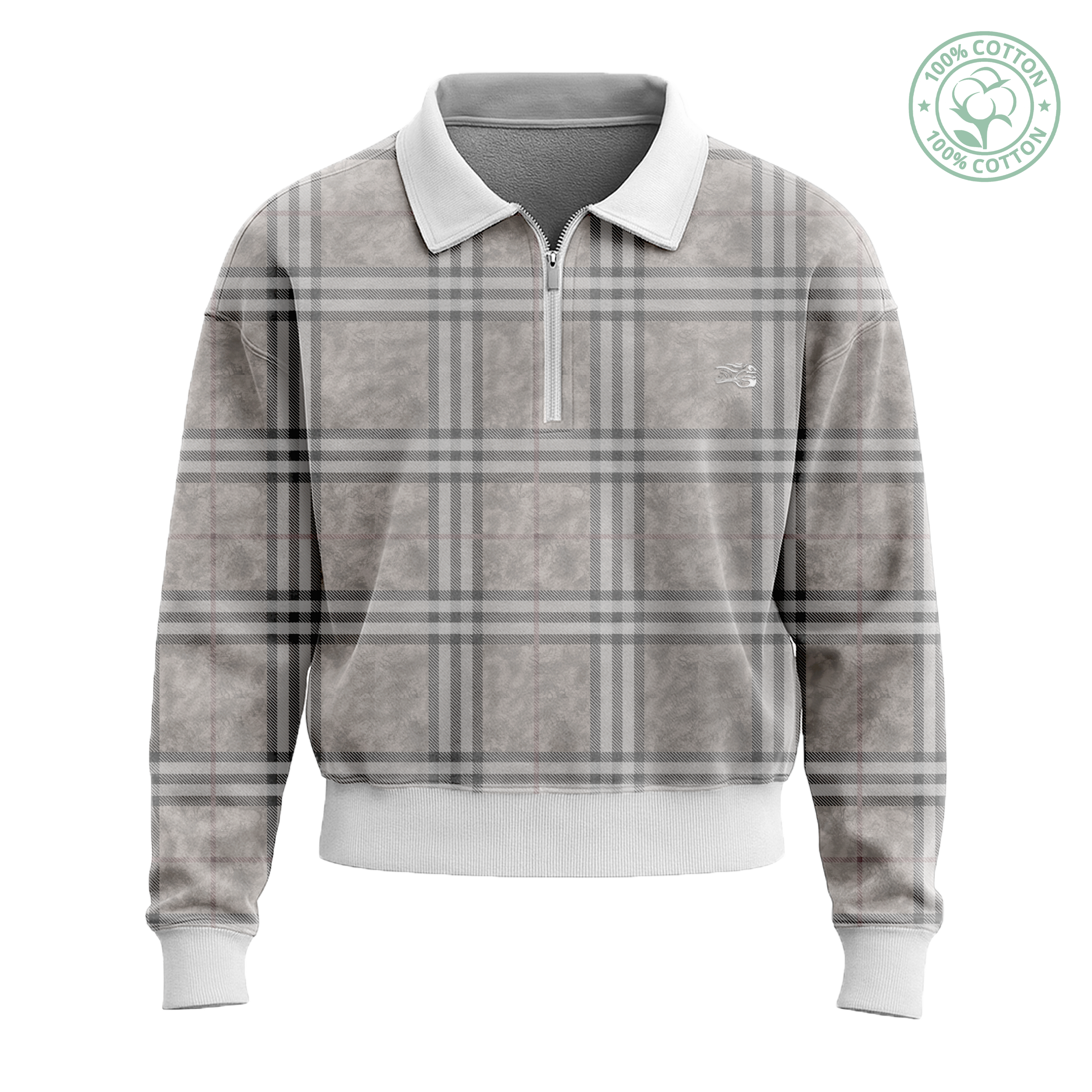 Light Kamo Plaid Collared Sweater