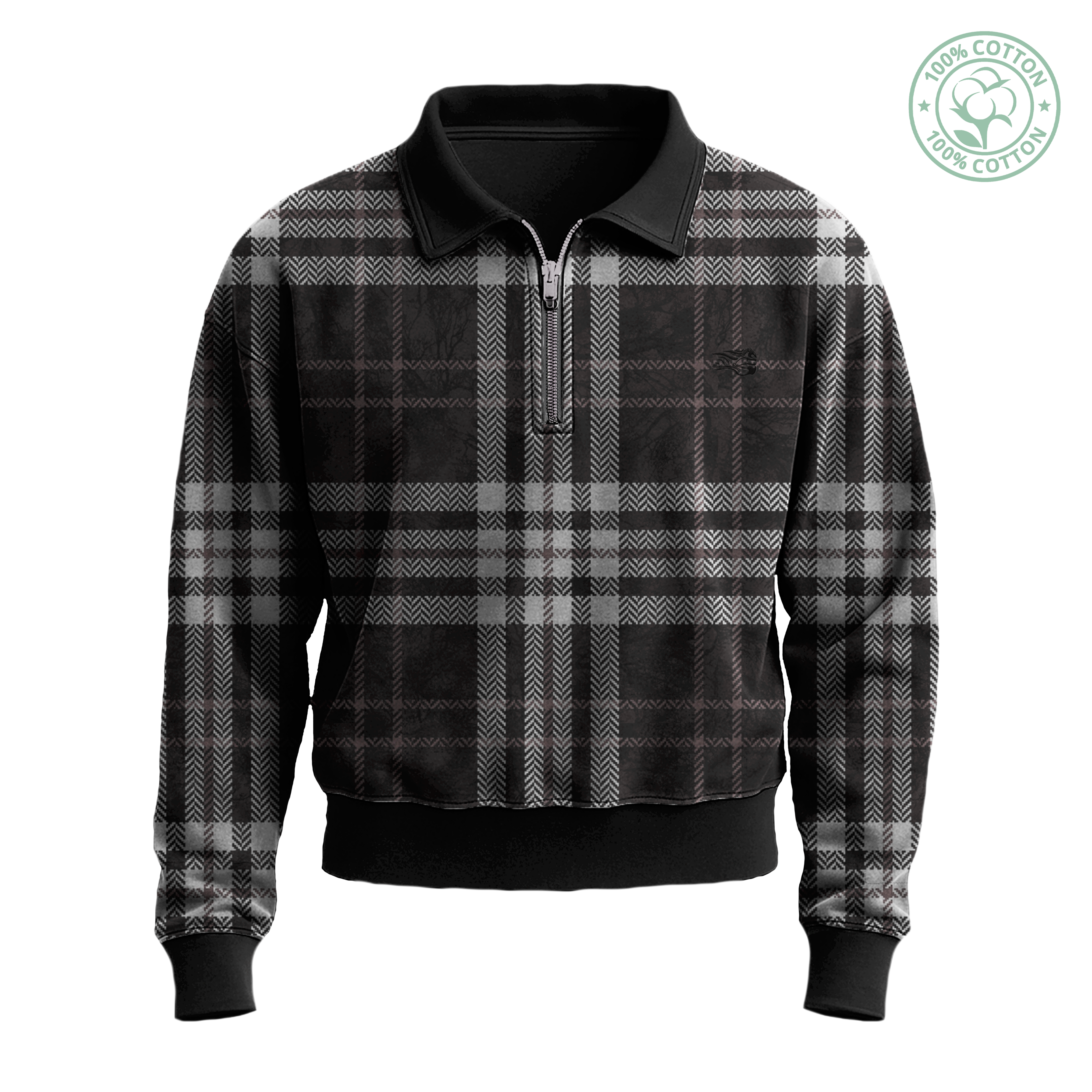 Dark Kamo Plaid Collared Sweater