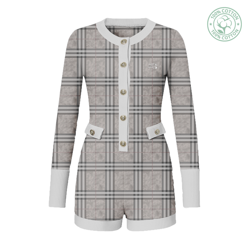 Light Kamo Plaid Romper