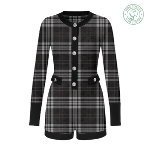 Dark Kamo Plaid Collared Dress