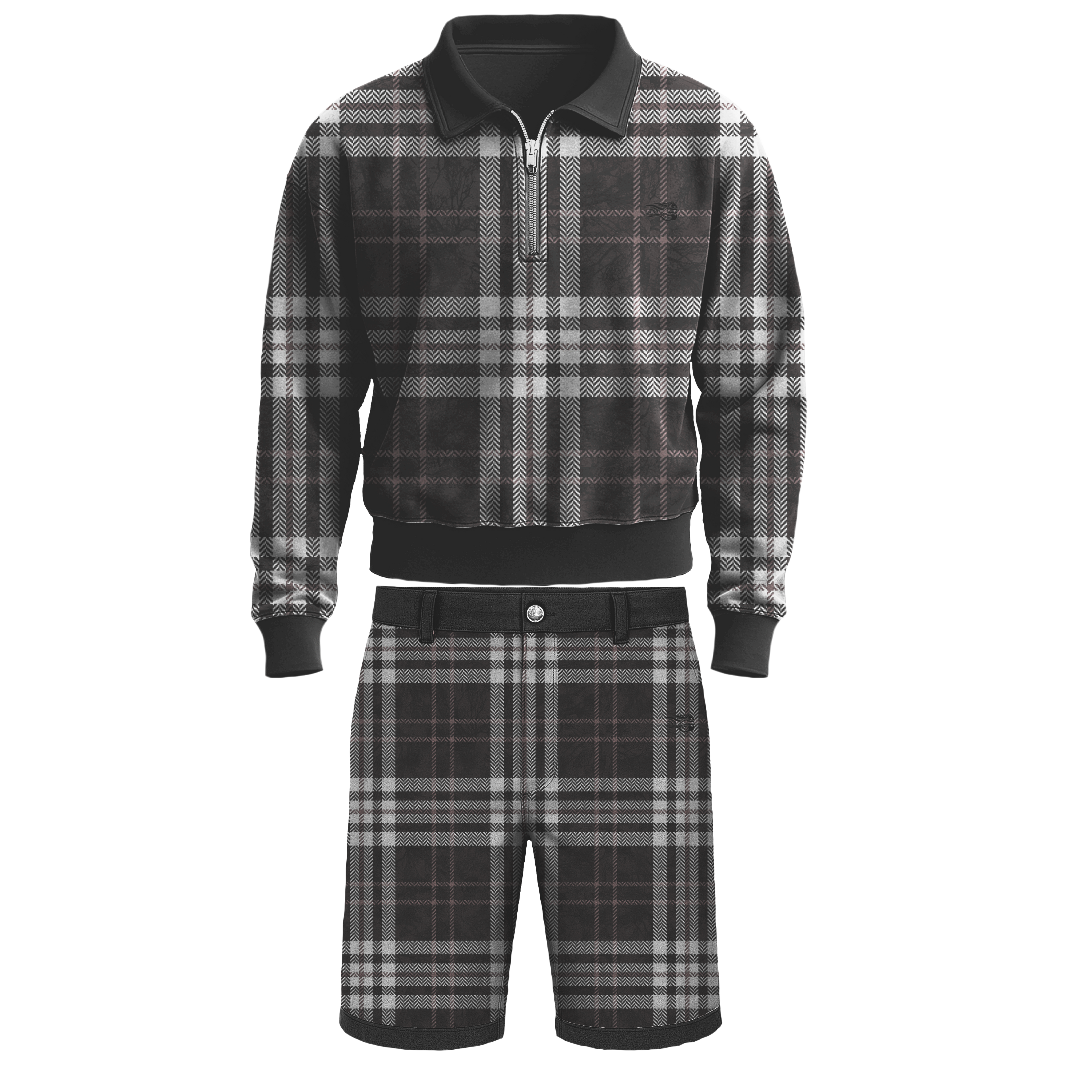 Dark Kamo Plaid Set
