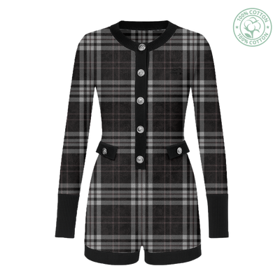 Dark Kamo Plaid Romper