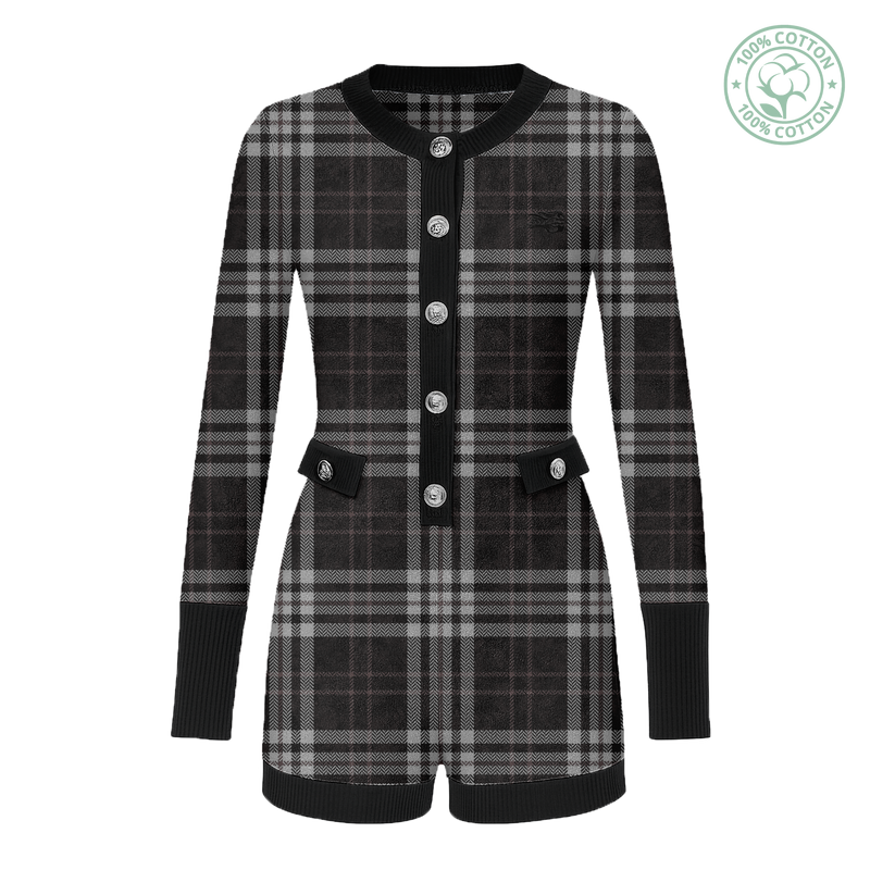 Dark Kamo Plaid Romper