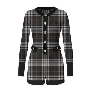 Dark Kamo Plaid Romper