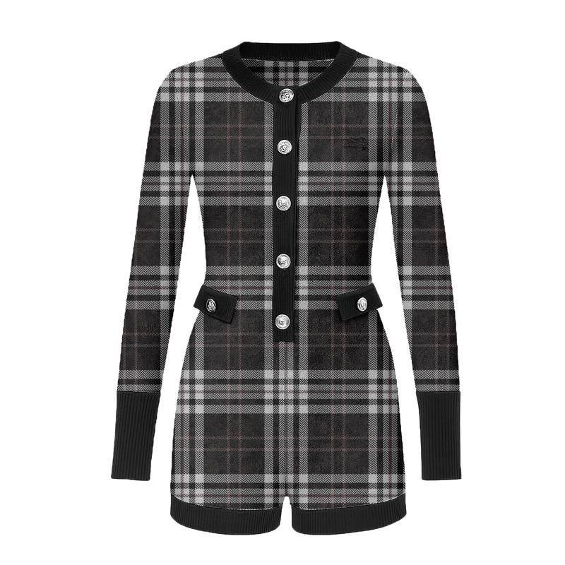 Dark Kamo Plaid Romper