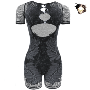 Dark Kamo Women Floral Mesh Romper