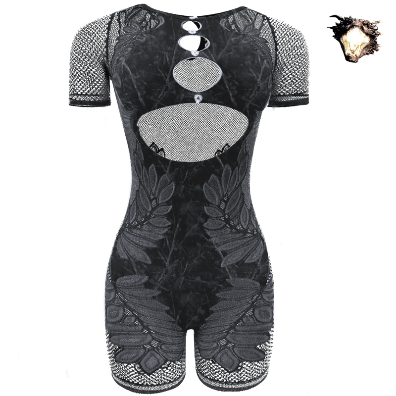 Dark Kamo Women Floral Mesh Romper