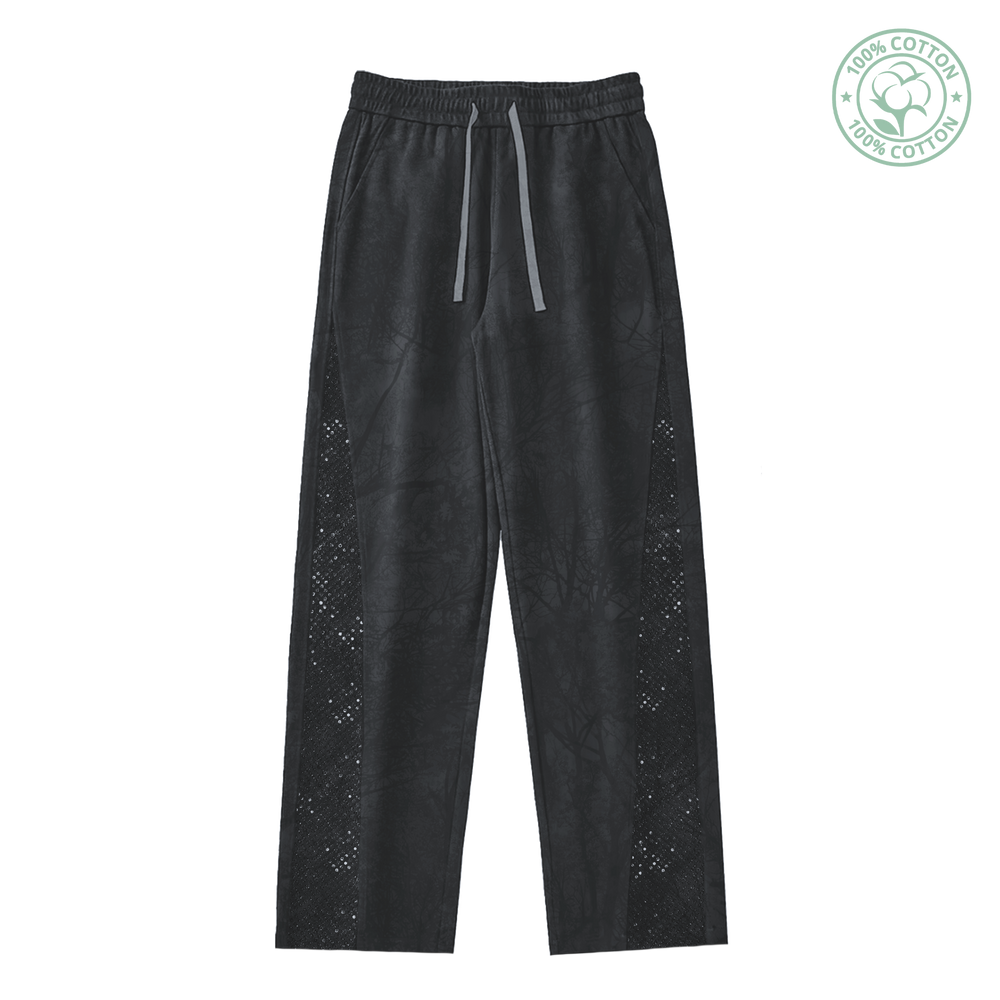 Dark Kamo Oversized Sweatpants/w Rhinestones