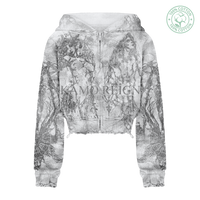 Light Kamo Crop Zip Hoodie/w Rhinestones