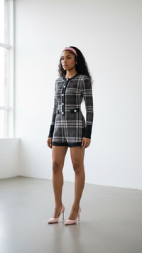 Dark Kamo Plaid Romper