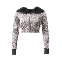 Rose Kamo Cropped Fur Zip Up