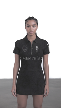 Dark Kamo Women Zip Polo Dress