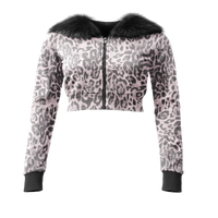 Rose Kamo Cropped Fur Zip Up